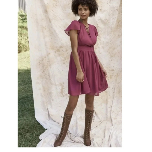 Modcloth Surplice A-Line Flutter Sleeves Dress - Picture 1 of 11